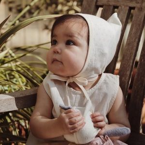 Briar Baby pointelle “bandit” style bonnet